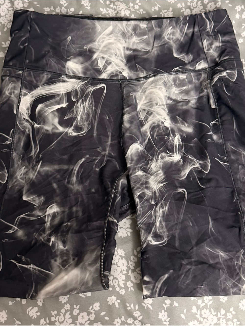 High-Rise Black Smoke-Print Leggings
